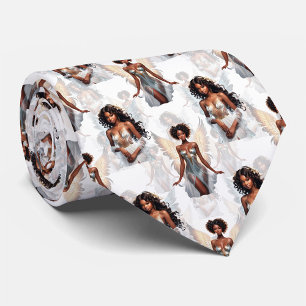 Beautiful Black Girl Angels Pattern Design  Neck Tie