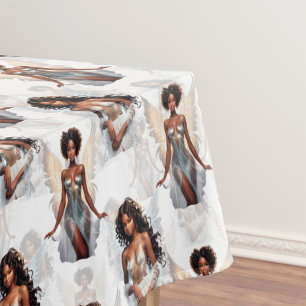 Beautiful Black Girl Angels Pattern Design Tablecloth
