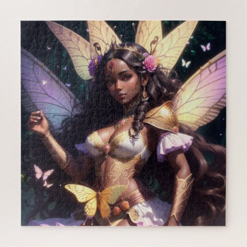 Beautiful Black Girl Fairy Queen With Dark Skin Jigsaw Puzzle