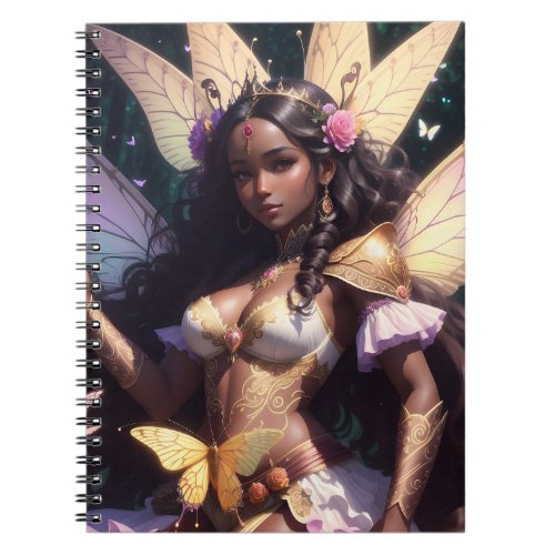 Beautiful Black Girl Fairy Queen With Dark Skin Notebook