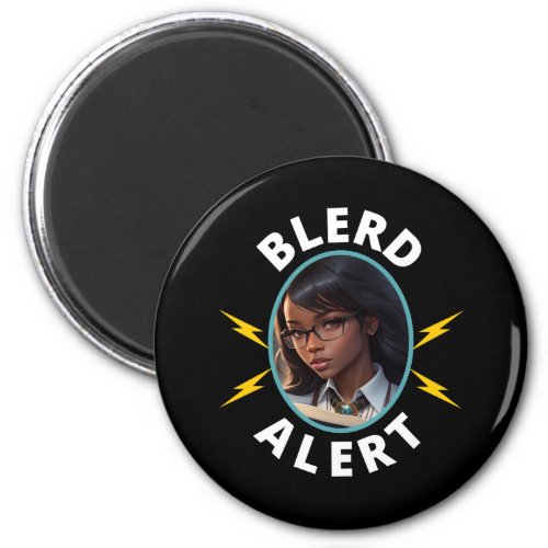 Beautiful Black Girl In Glasses Blerdy Alert Magnet