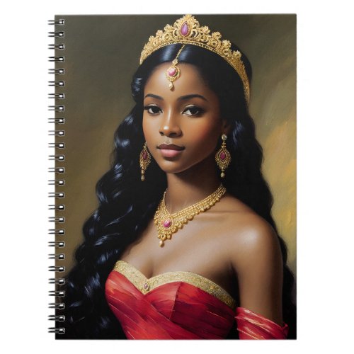 Beautiful Black Girl Princess Painting Notebook