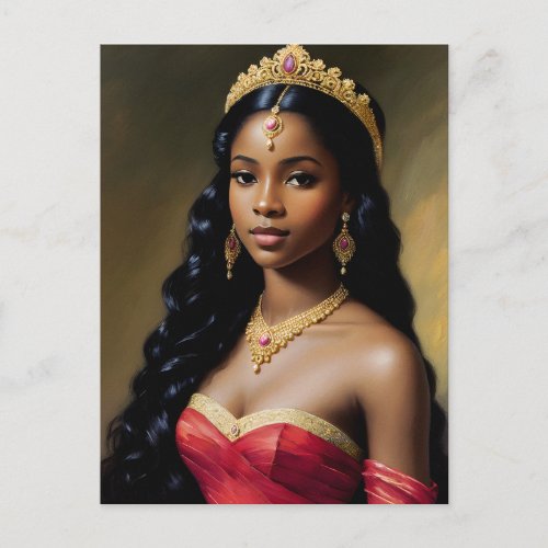 Beautiful Black Girl Princess Royalty Art Postcard