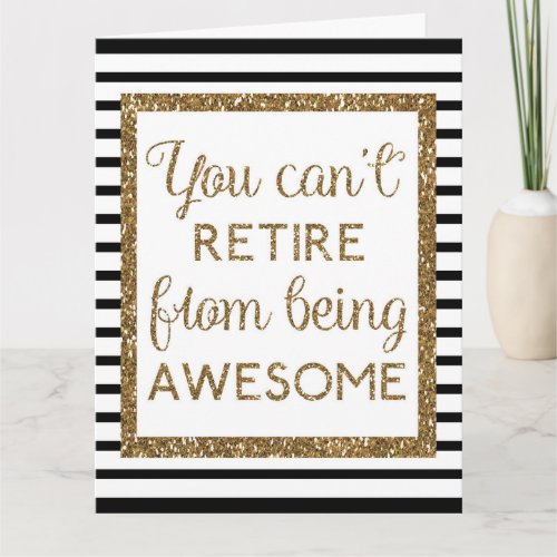 Beautiful Black Gold Glitter Happy Retirement Big Card