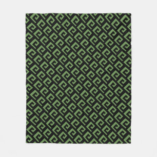 Beautiful Black & Green Geometric Pattern Fleece Blanket