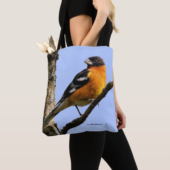 Beautiful Black-Headed Grosbeak in a Tree Tote Bag (Close Up)