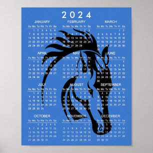 Beautiful Black Horse 2024 Calendar Poster