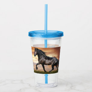 Beautiful Black Horse Acrylic Tumbler