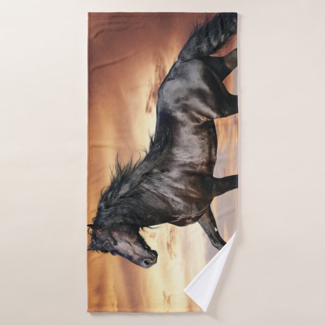 Beautiful Black Horse Bath Towel (Bath Towel)