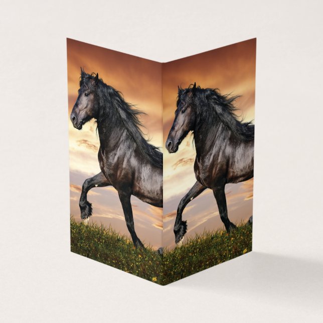 Beautiful Black Horse Business Card (Outside)