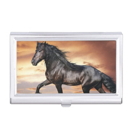 Beautiful Black Horse Business Card Case