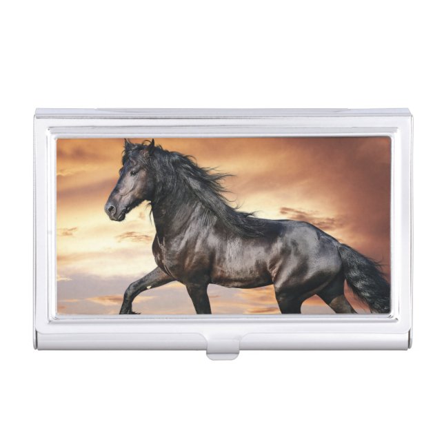 Beautiful Black Horse Business Card Case (Front)