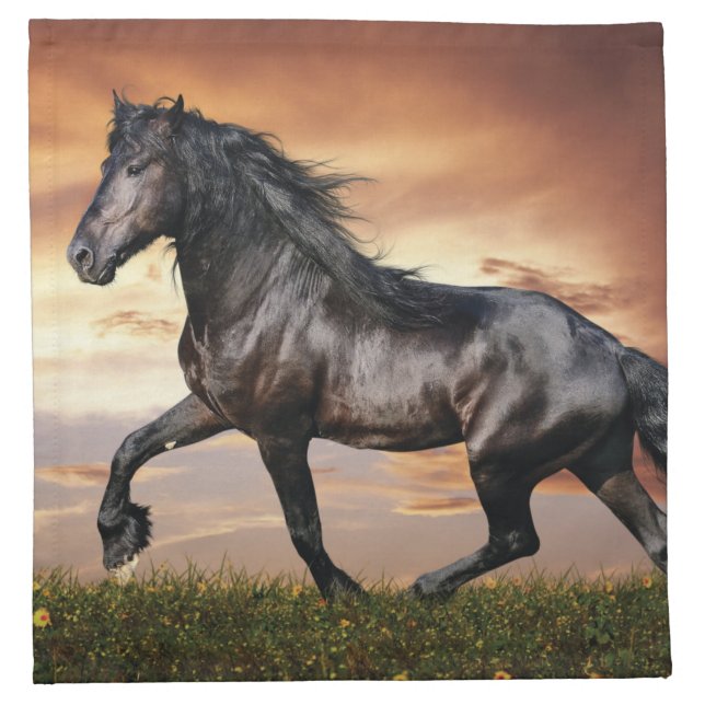 Beautiful Black Horse Cloth Napkin (Front)