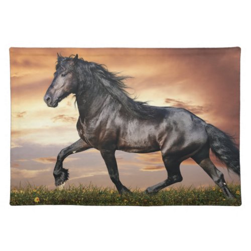 Beautiful Black Horse Cloth Placemat