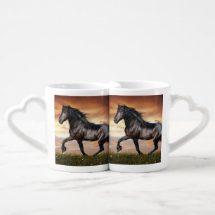 Beautiful Black Horse Coffee Mug Set