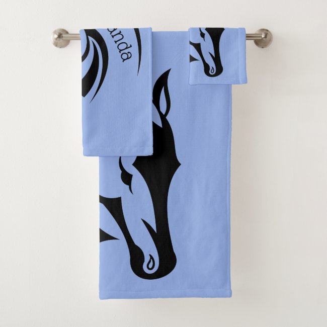 Beautiful Black Horse Design Bath Towel Set