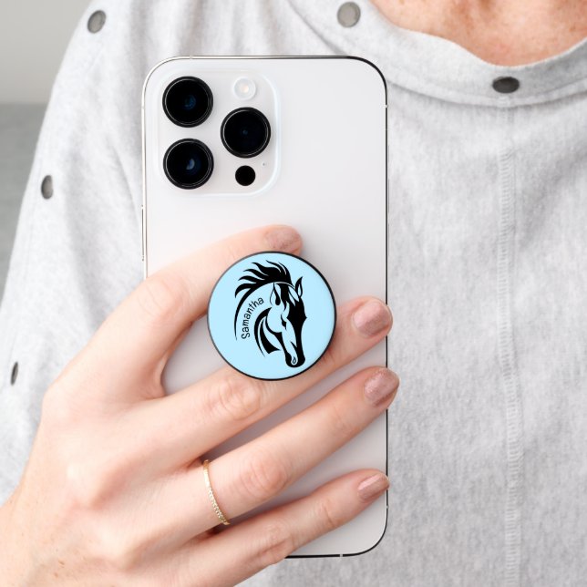 Beautiful Black Horse Design Phone Grip PopSocket (Hand)