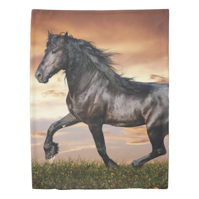 Beautiful Black Horse Duvet Cover (Front)