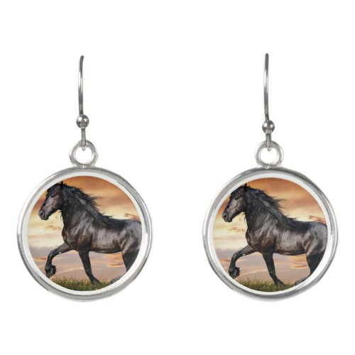 Beautiful Black Horse Earrings