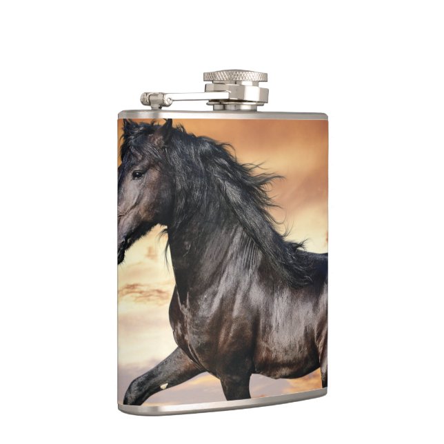Beautiful Black Horse Flask (Right)
