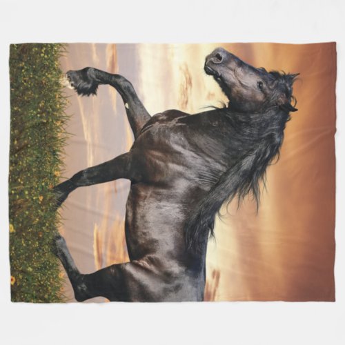 Beautiful Black Horse Fleece Blanket