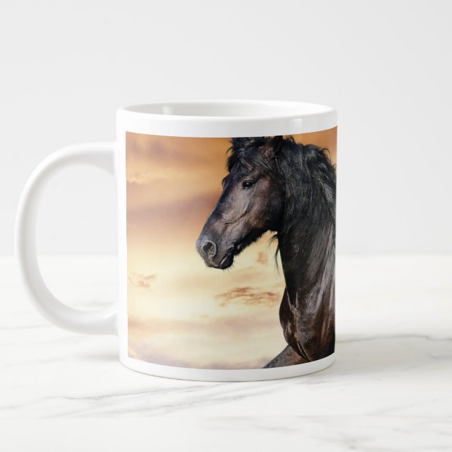 Beautiful Black Horse Giant Coffee Mug (Left)
