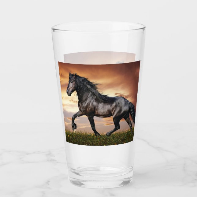 Beautiful Black Horse Glass (Front)