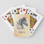 Beautiful Black Horse Head Portrait Watercolor Playing Cards at Zazzle