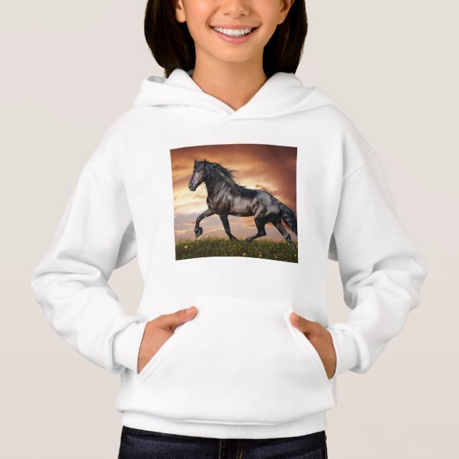 Beautiful Black Horse Hoodie (Front)