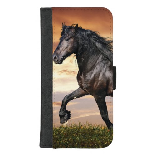 Beautiful Black Horse iPhone 87 Plus Wallet Case