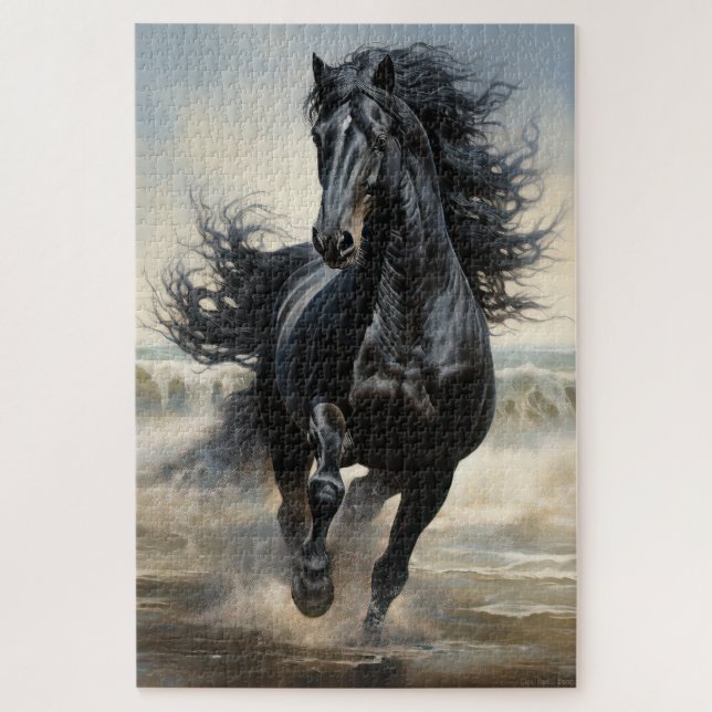 Beautiful black horse jigsaw puzzle (Vertical)