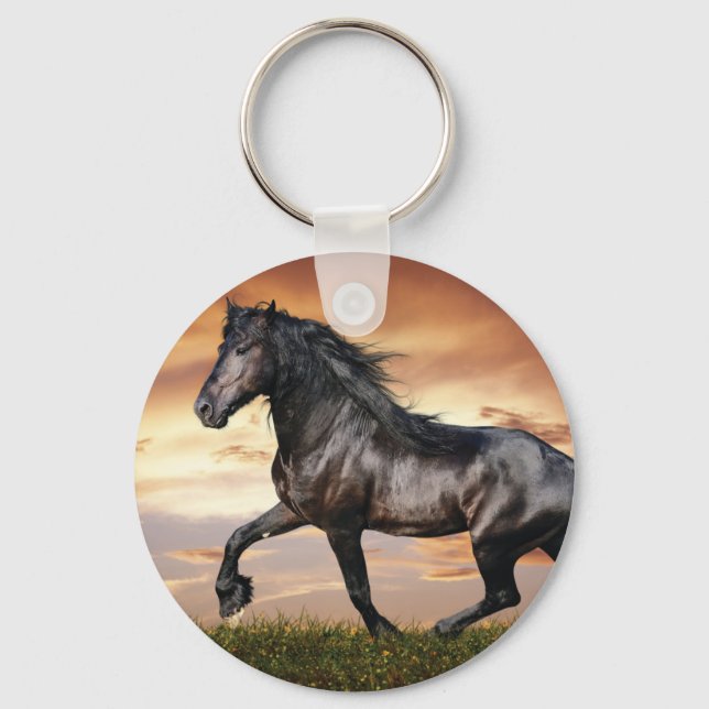 Beautiful Black Horse Keychain (Front)