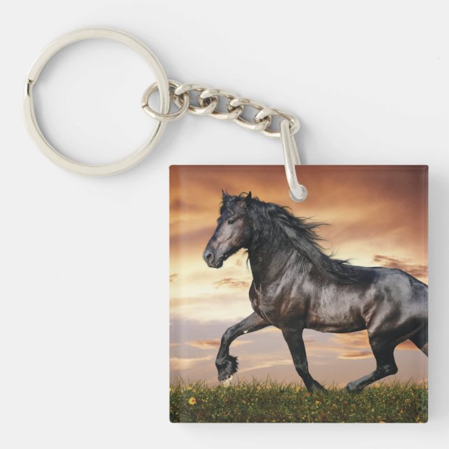 Beautiful Black Horse Keychain (Front)
