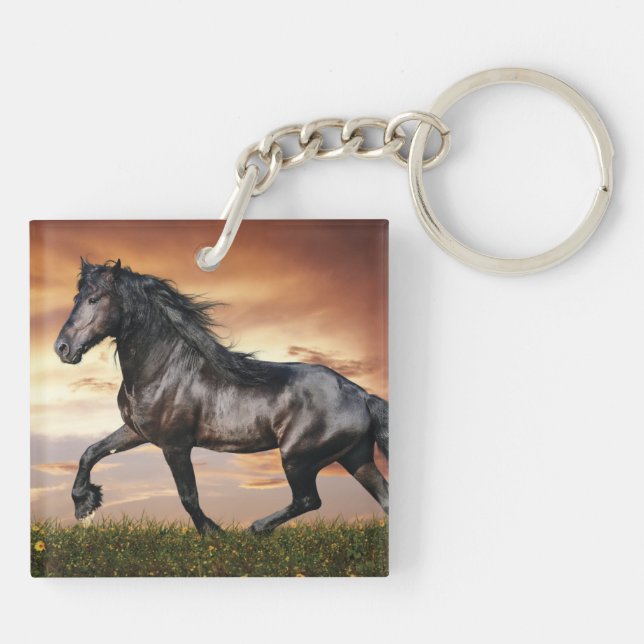 Beautiful Black Horse Keychain (Back)