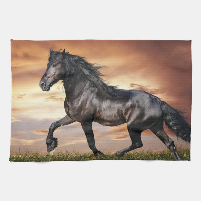 Beautiful Black Horse Kitchen Towel (Horizontal)