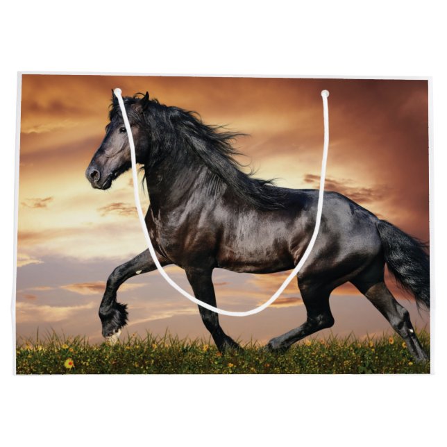 Beautiful Black Horse Large Gift Bag (Back)