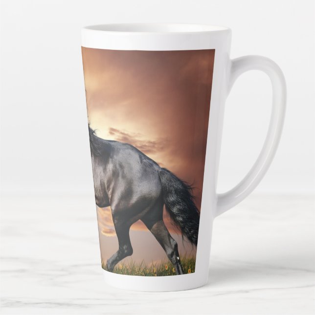 Beautiful Black Horse Latte Mug (Right)