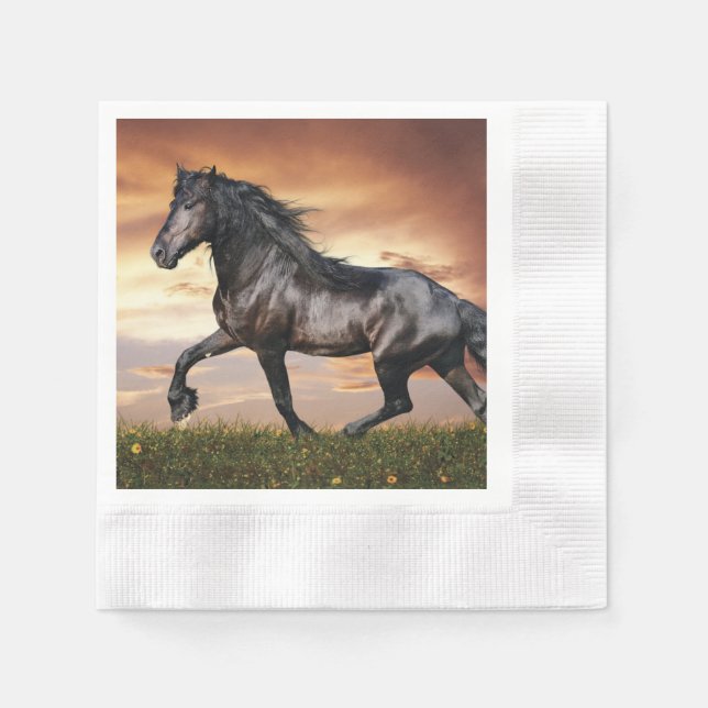 Beautiful Black Horse Napkins (Front)