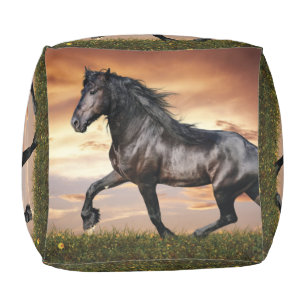 Beautiful Black Horse Pouf