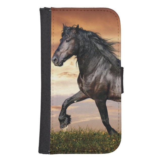 Beautiful Black Horse Samsung Galaxy Wallet Case (Front)