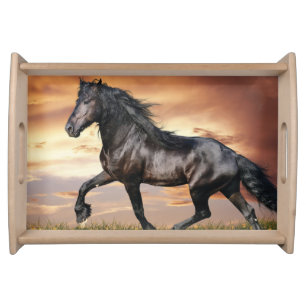 Beautiful Black Horse Serving Tray