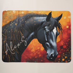 Beautiful Black Horse Sherpa Blanket