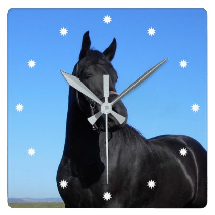 Beautiful Black Horse Square Wall Clock