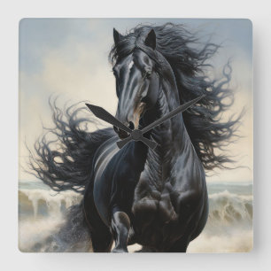 Beautiful Black Horse Square Wall Clock