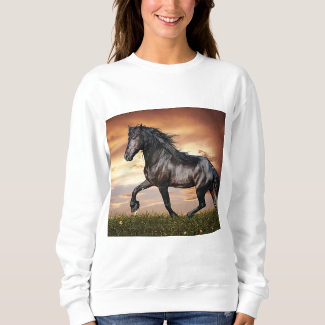 Beautiful Black Horse Sweatshirt (Front)