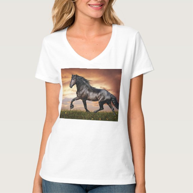 Beautiful Black Horse T-Shirt (Front)