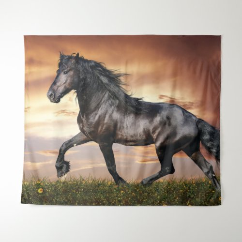 Beautiful Black Horse Tapestry
