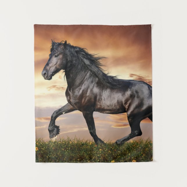 Beautiful Black Horse Tapestry (Front)
