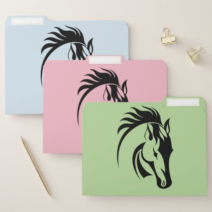 Beautiful Black Horses Design File Folders Set