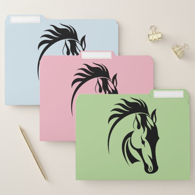 Beautiful Black Horses Design File Folders Set (Set)